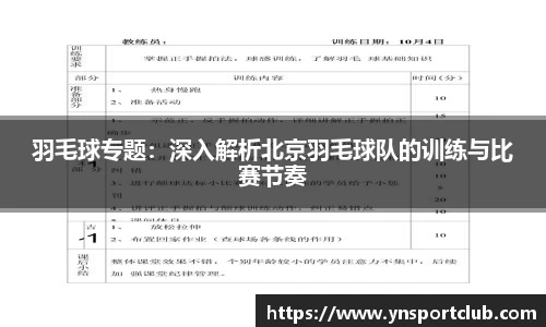 羽毛球专题：深入解析北京羽毛球队的训练与比赛节奏