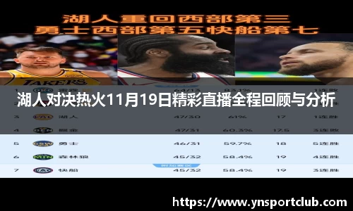 湖人对决热火11月19日精彩直播全程回顾与分析